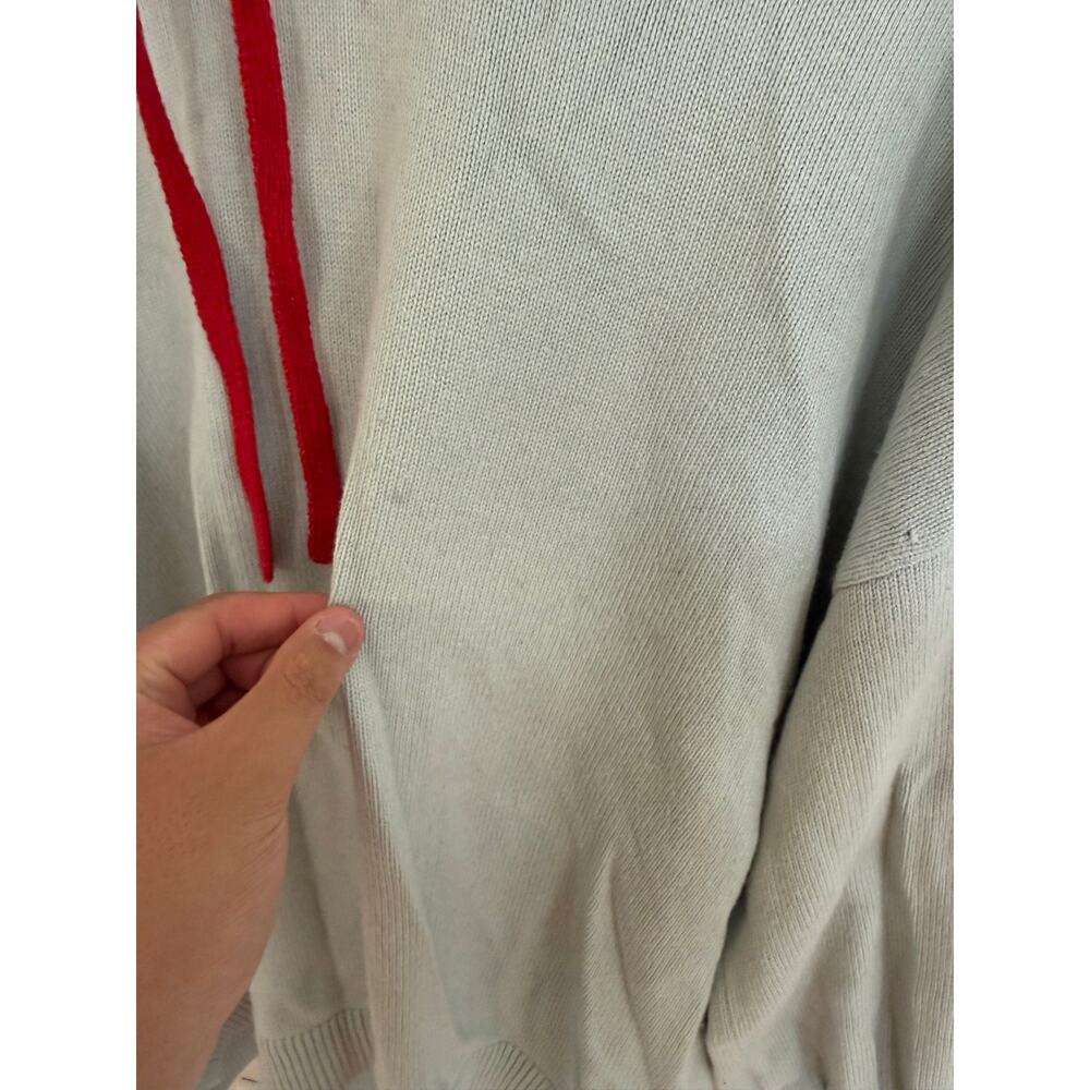 Boden | Cashmere/Wool Blend Light Blue Rainbow Back Stripe Knit Hooded Pullover - Picture 7 of 15